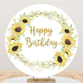 Sonnenblume Und Blätter Glücklich Geburtstag Kreis Hintergrund